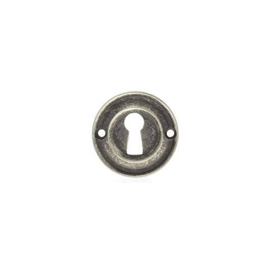 Atlantic Old English Solid Brass Open Key Hole Escutcheon, Distressed Silver - OERKEDS
