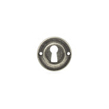 Atlantic Old English Solid Brass Open Key Hole Escutcheon, Distressed Silver - OERKEDS