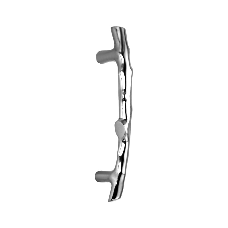 Bamboo cabinet handle in polished chrome, 270mm, made from solid brass, perfect for modern wardrobes and drawers.