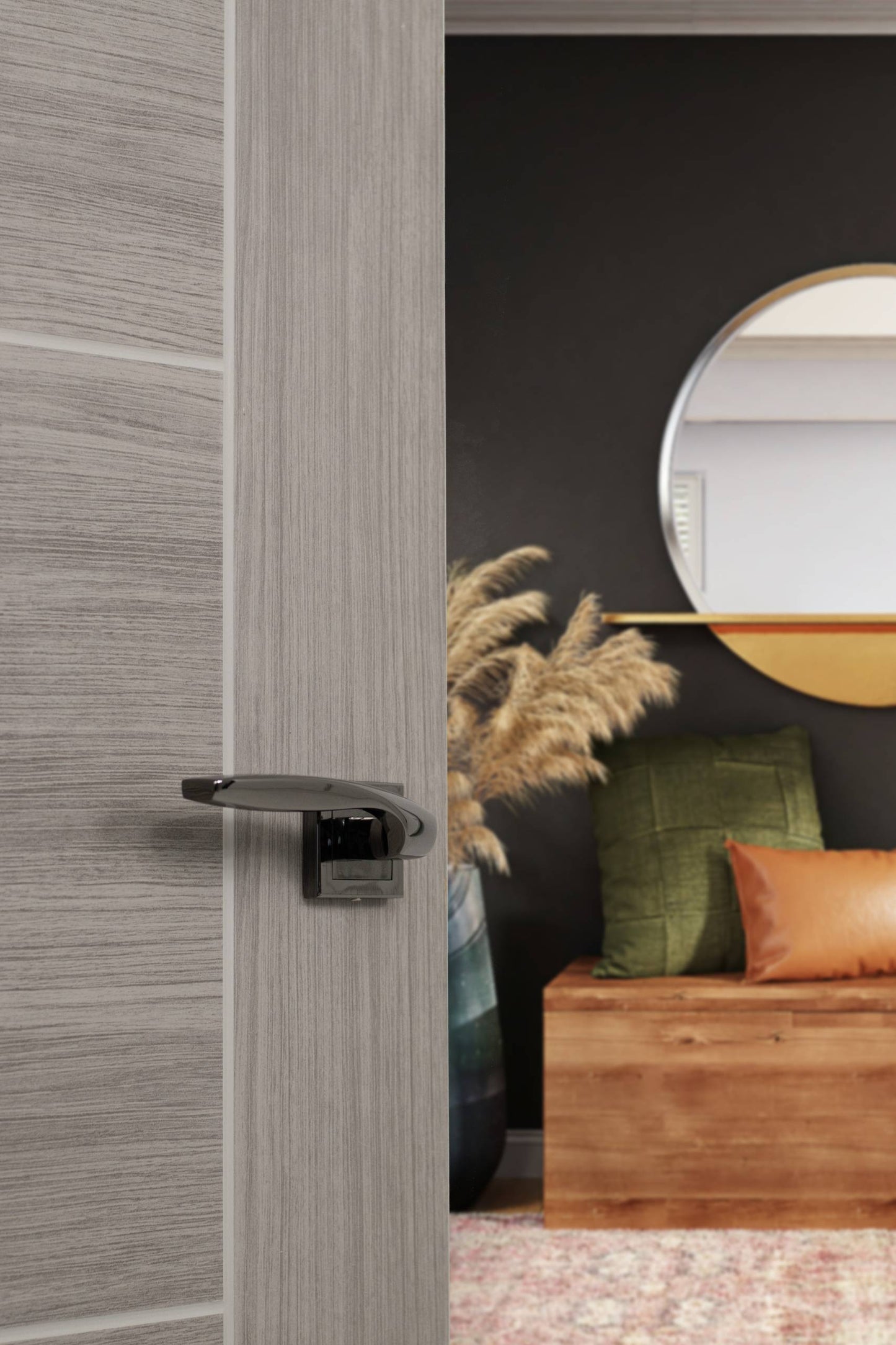 Oklahoma Black Nickel Door Handles On Square Rose S25SBN product image