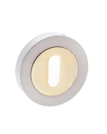 Satin Nickel/Brass Dual Finish Keyhole Escutcheon Cover Plate - S3ESCKRSNBP
