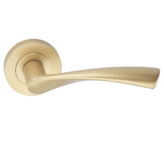 SB1301SB mercury satin brass door handles by Spira Brass