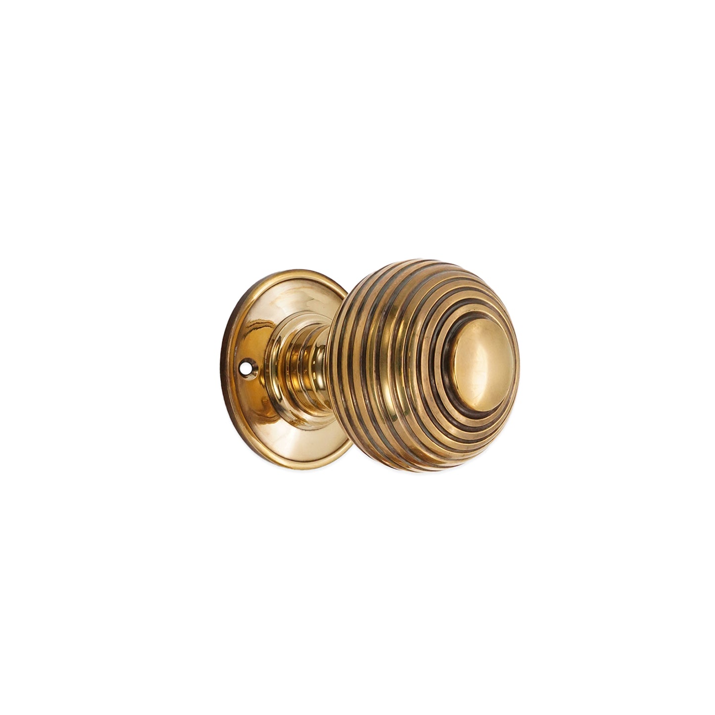 Aged Brass 63mm Reeded Beehive Mortice Door Knobs (Solid Brass) - SB2106AB product image