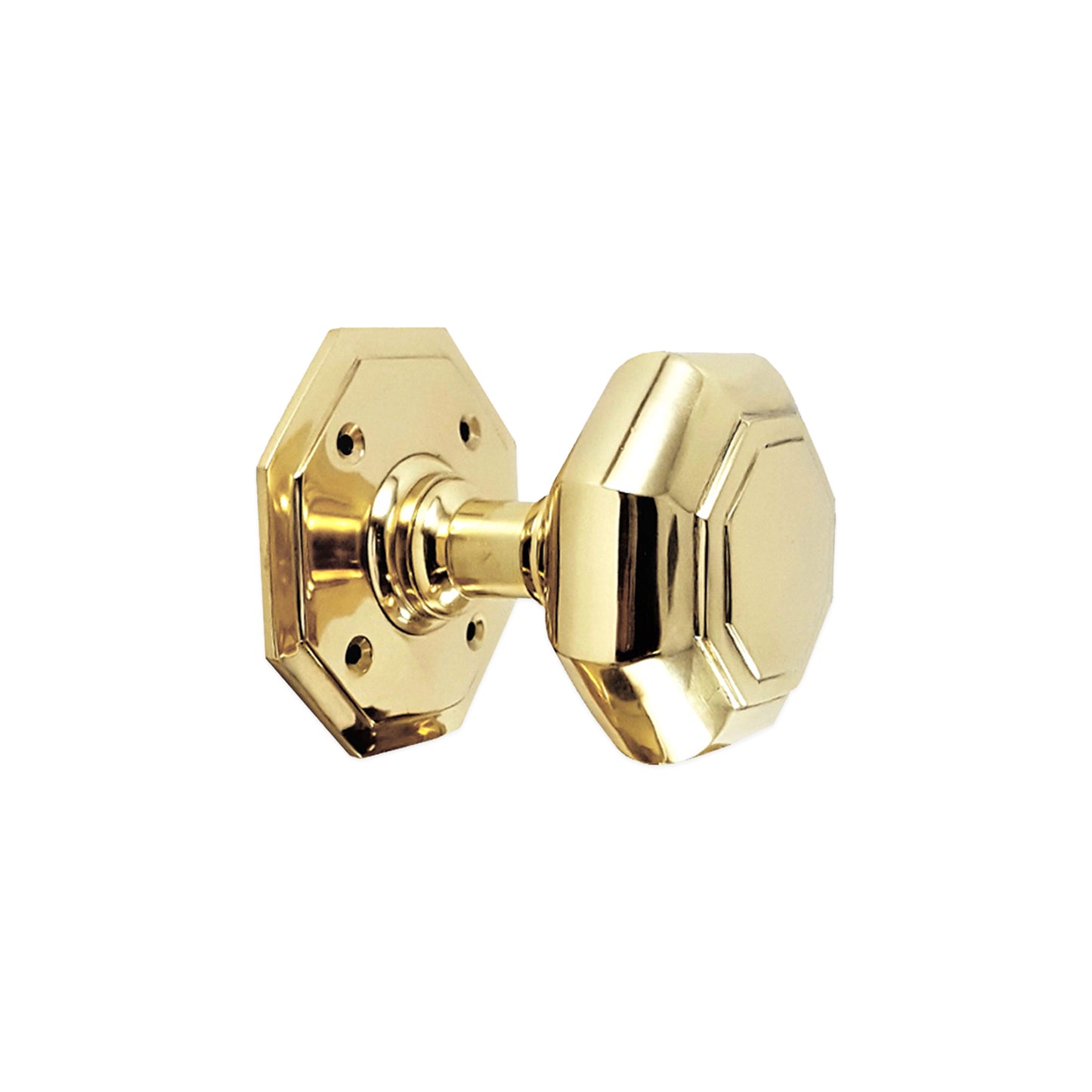 Polished Brass Octagonal Mortice Door Knobs (Solid Brass) - SB2110PB product image