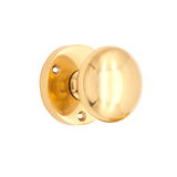 Victorian door knob in polished brass, 55mm diameter, featuring a heavy-duty design for vintage charm and modern functionality.