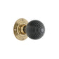 Ebony Wood Polished Brass Reeded Beehive Mortice Door Knobs - SB2115PB product image