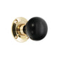 Ebony Bun Mortice Door Knob & Solid Brass Rose | Polished Brass | 60mm | Spira Brass product image