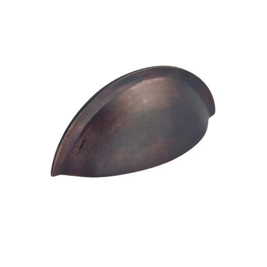 Slim Cup Handle in Aged Bronze with Comfortable Grip, 85mm size, perfect for contemporary home decor.