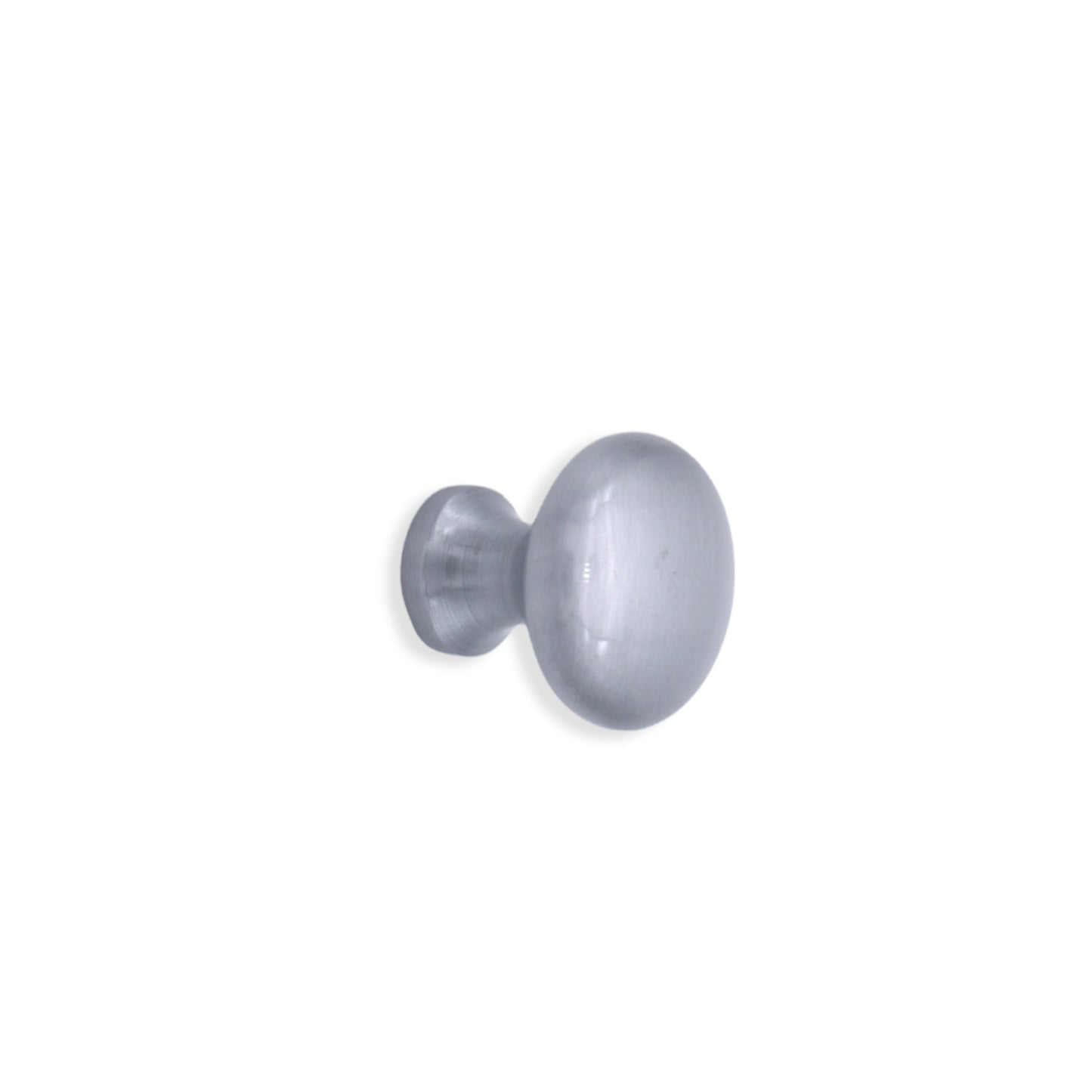Mushroom 25mm cupboard knob in satin chrome with ergonomic design, perfect for modern cabinetry by Spira Brass.
