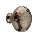 Hammered Mushroom Cupboard Knob in Antique finish, 32mm size, showcasing a unique textured design by Spira Brass.