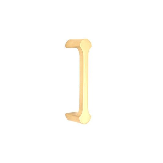 Tulip Pull Handle in polished brass, 115mm, designed for modern cabinetry, showcasing a sleek and stylish forged brass finish.