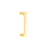 Tulip Pull Handle in polished brass, 115mm, designed for modern cabinetry, showcasing a sleek and stylish forged brass finish.