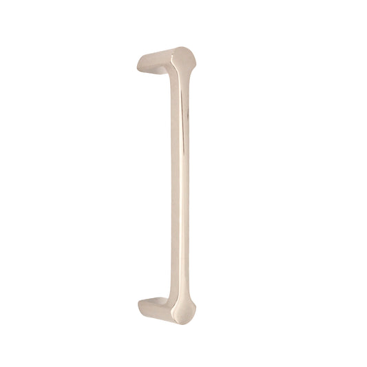 Tulip Pull Handle in polished nickel finish, 165mm size, featuring a unique shell bar design and rounded edges, ideal for contemporary interiors.