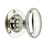 Oval Mortice Door Knob in Polished Nickel, 60mm size, crafted from solid brass, perfect for enhancing traditional and modern interiors.