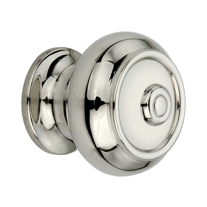 Small Bloxwich cupboard knob in polished nickel with reeded texture, 30mm size, perfect for enhancing cabinetry aesthetics.
