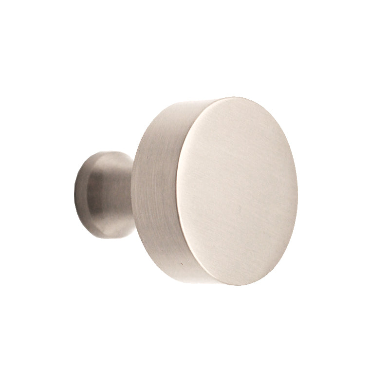 Round Cupboard Knob in Satin Silver, 38mm diameter, featuring an ergonomic design for stylish and functional cabinetry enhancement.