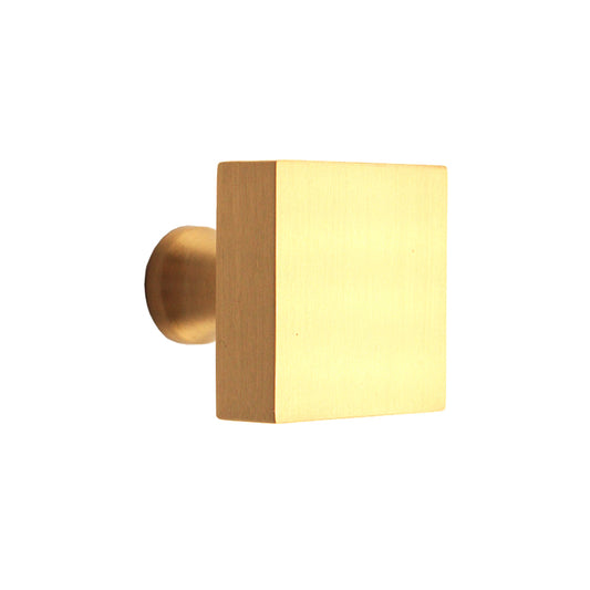 Square Cupboard Knob in Satin Brass, 38mm, featuring an ergonomic design for stylish cabinetry enhancement.