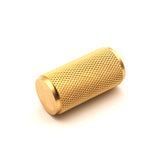 Knurled Cylinder Cupboard Pull in Satin Brass with 17mm diameter, featuring a comfortable grip and contemporary design, perfect for home and trade use.