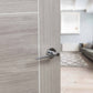 Senza Pari Laviano Lever Door Handle on Minimal Round Rose - Polished Chrome