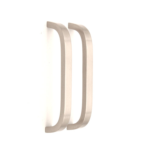 Curve Bar Cabinet Handle in Satin Silver, 135mm x 25mm, solid brass construction, perfect for enhancing wardrobes, cupboards, and drawers.