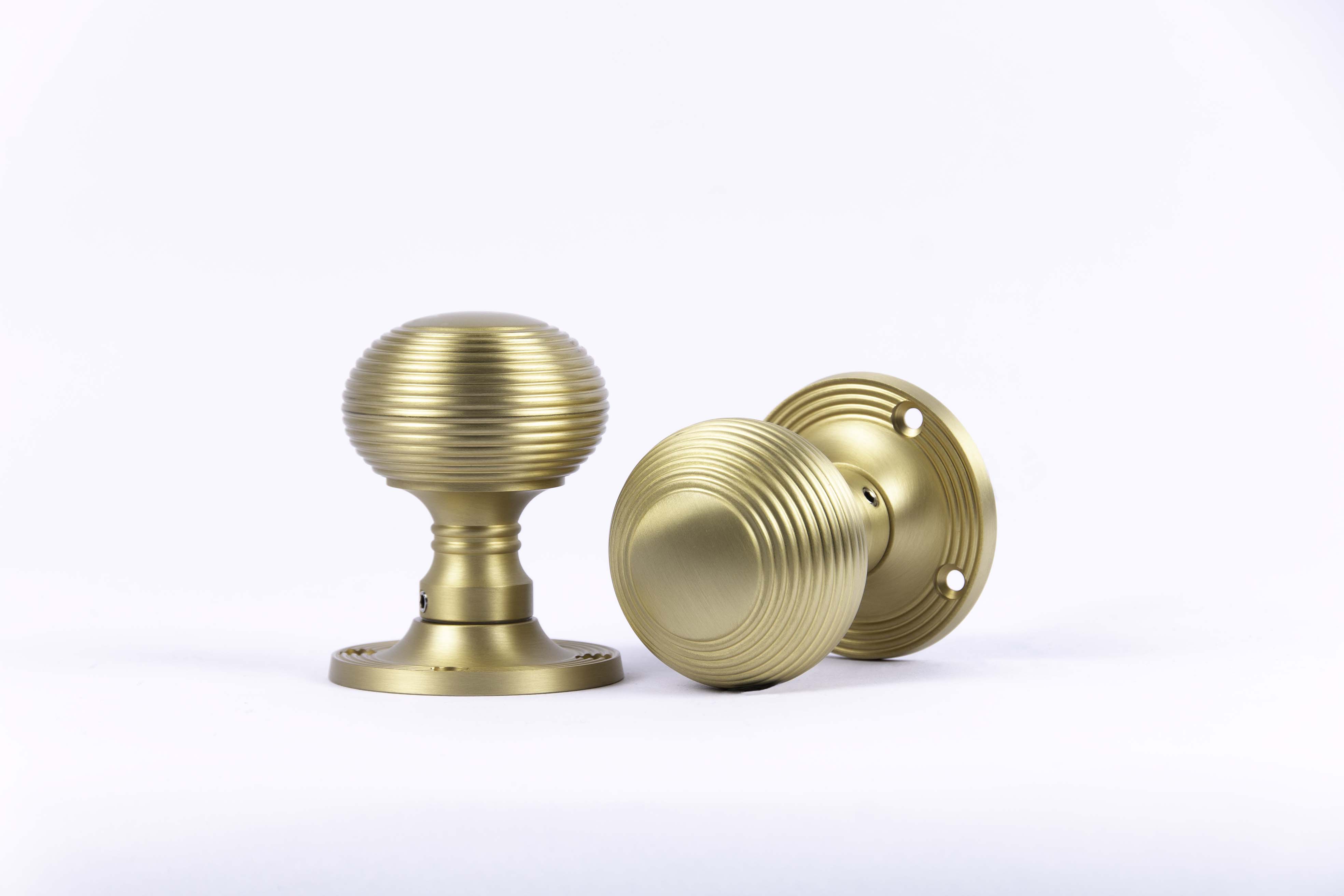 Rosewood & Polished Brass Beehive Mortice/Rim Knob Set by From the