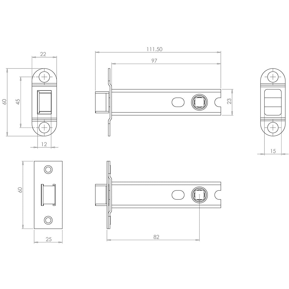 Satin Brass Double Sprung Mortice Latch - Fire Door Approved 2.5, 3 Inch & 4 Inch