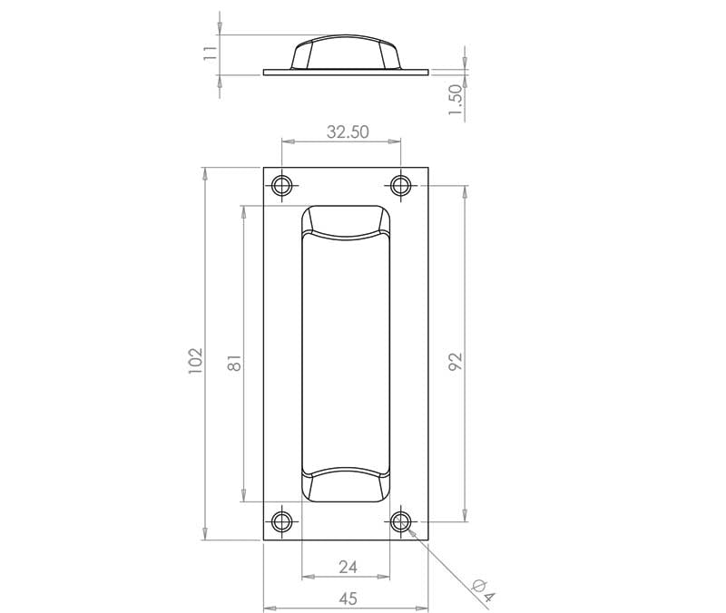 JV428 102mm Polished Chrome Flush Pull