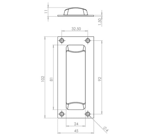 JV428 102mm Polished Chrome Flush Pull