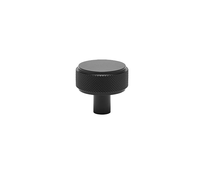Knurled Drawer/Cupboard Knobs Matt Black Finish - 30mm product image