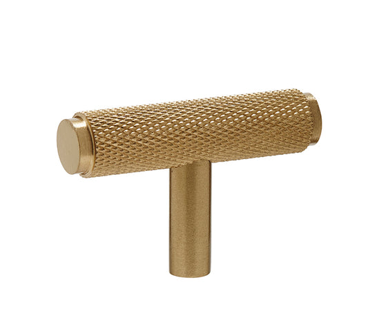 Satin Brass Knurled T-Bar Cabinet/Drawer/Cupboard Pull Handle - 50mm product image