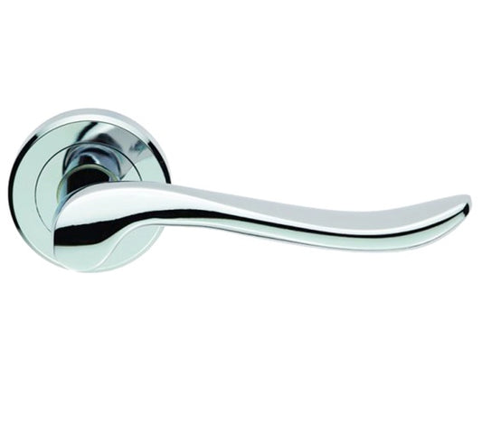 Carlisle Brass Serozzetta 'Verdun' Door Handles On Round Rose, Polished Chrome - ZIN3130PC