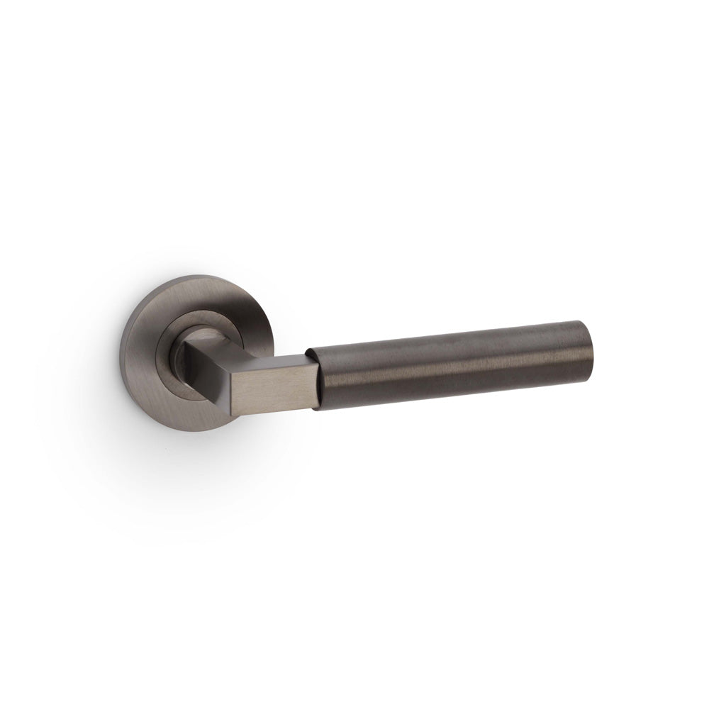 Hurricane Lever Door Handle on Rose – Dark Bronze PVD
