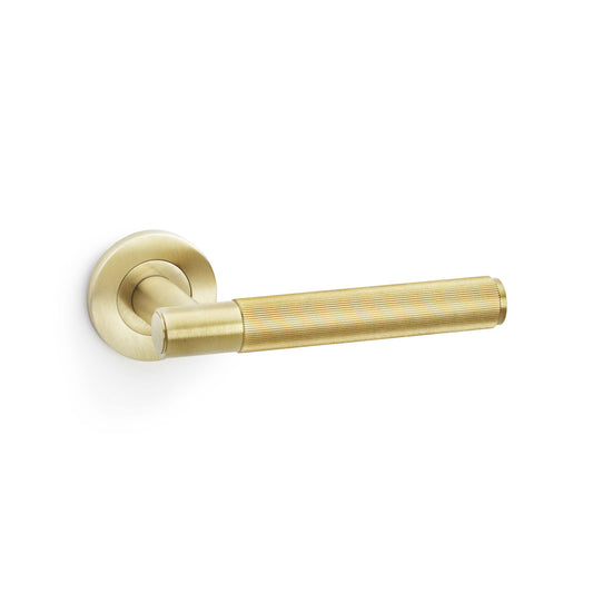 Spitfire Hammered Lever Door Handle - Satin Brass PVD