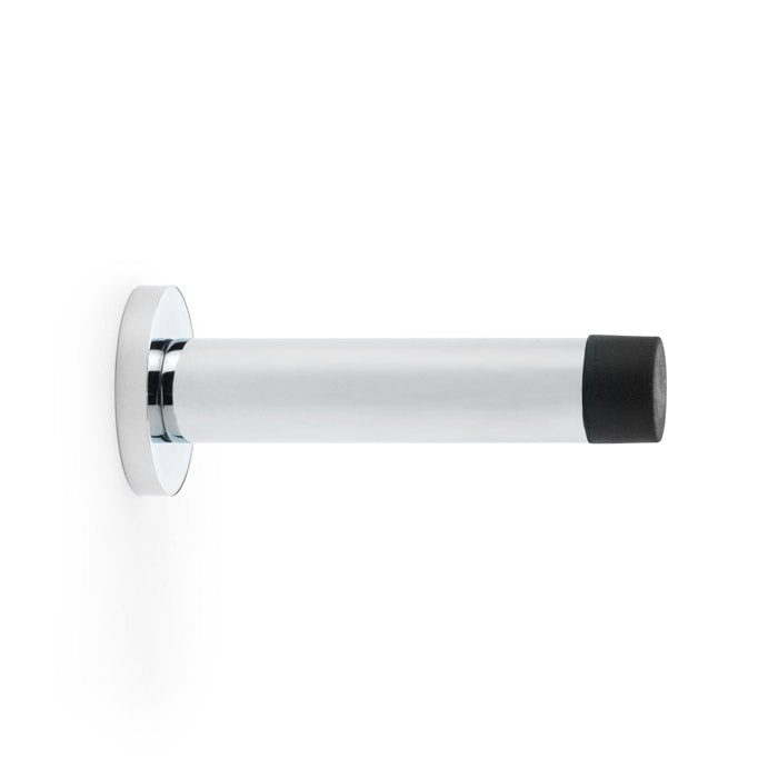 Polished Chrome Cylinder Projection Door Stop on Rose by Alexander & Wilks, featuring traditional design and durable solid brass construction