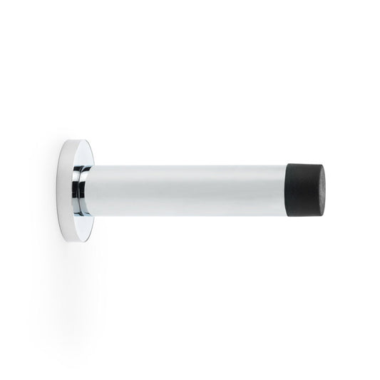 Polished Chrome Cylinder Projection Door Stop on Rose by Alexander & Wilks, featuring traditional design and durable solid brass construction