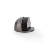 "Alexander & Wilks Shield floor mounted door stop in dark bronze finish with rubber stopper and concealed fix"