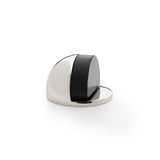 Polished Nickel Floor Mounted Door Stop by Alexander & Wilks with traditional oval design and black rubber stopper