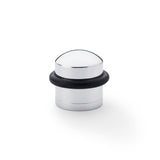 Polished Chrome Dome Top Floor Mounted Door Stop by Alexander & Wilks, featuring protective rubber and solid brass construction