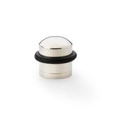 Polished Nickel Dome Top Floor Mounted Door Stop by Alexander & Wilks, featuring durable brass construction and protective rubber edge
