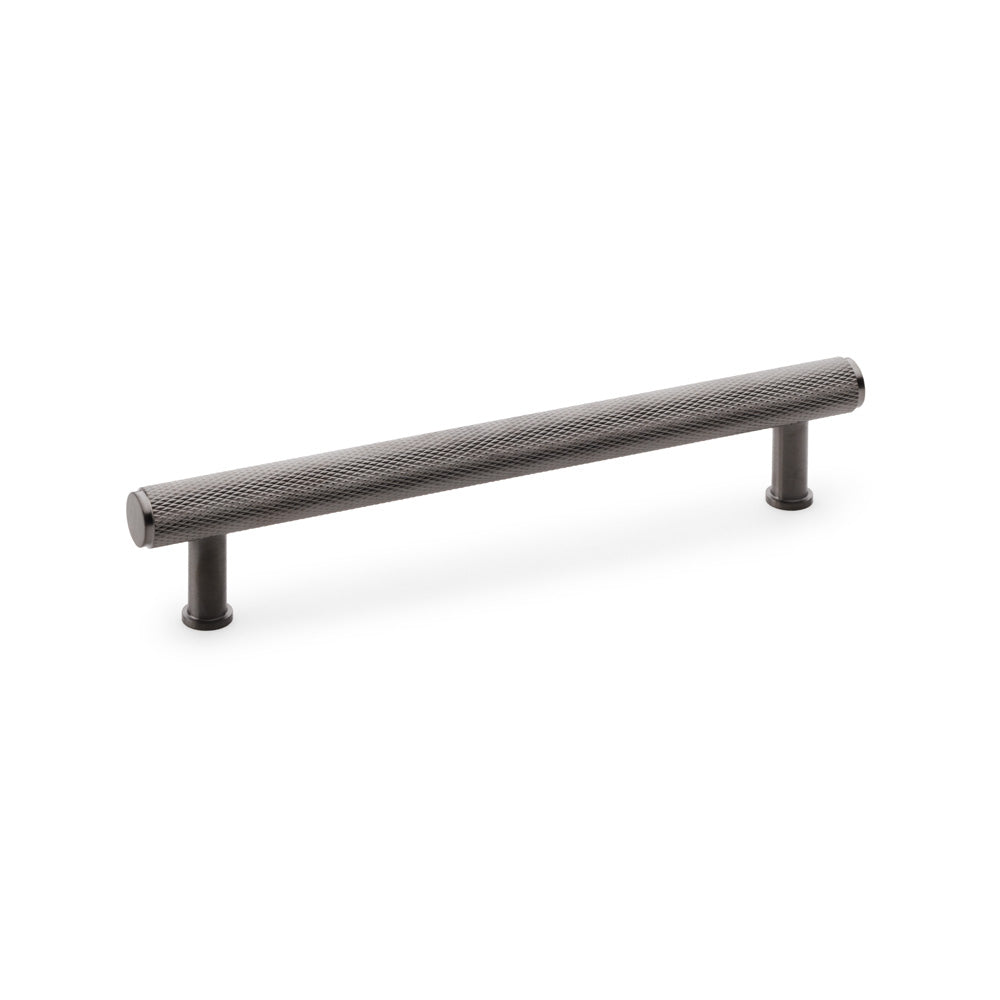 Alexander & Wilks knurled T-bar cupboard pull handle in dark bronze PVD finish, solid brass, 160mm centres