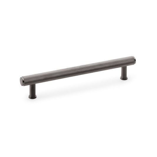Alexander & Wilks knurled T-bar cupboard pull handle in dark bronze PVD finish, solid brass, 160mm centres