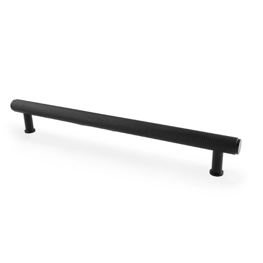 "Knurled T-bar Cupboard Pull Handle by Alexander & Wilks in black finish, 224mm centres, featuring solid brass construction and easy installation"