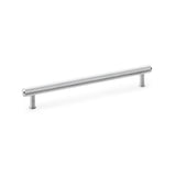 Alexander & Wilks Crispin knurled T-bar cupboard pull handle in satin chrome, 224mm centres, showing detailed texture and solid brass construction