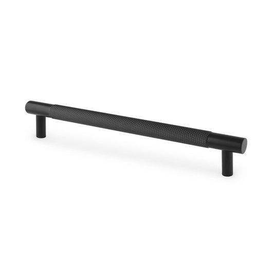 Alexander & Wilks Brunel Knurled T-Bar Cupboard Handle in Black Finish, Centre to Centre 160mm, with diamond texture and brass construction