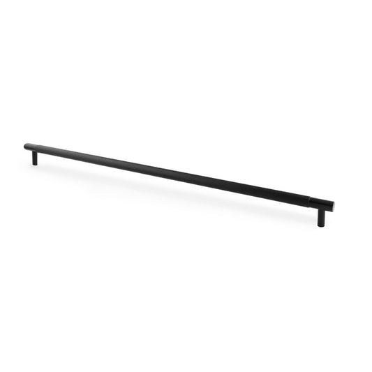 Knurled T-Bar Cupboard Pull Handle by Alexander & Wilks with diamond texture and black finish, suitable for both modern and traditional interiors.