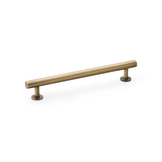 "Alexander & Wilks Round T-Bar Cabinet Pull Handle in Antique Brass, 160mm Centres, sleek cylindrical design suitable for modern interiors"