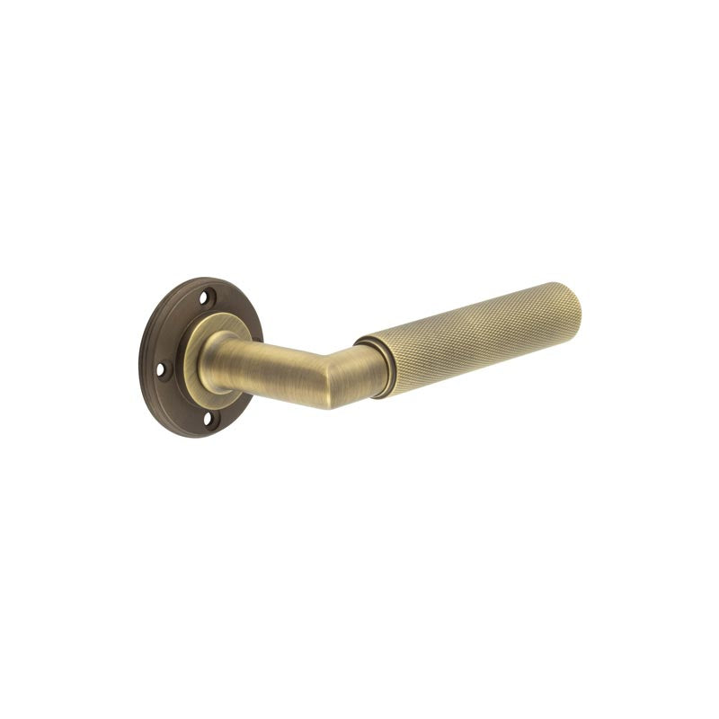 Piccadilly Knurled Lever Door Handles - Burlington Range - Antique Brass, BUR40AB