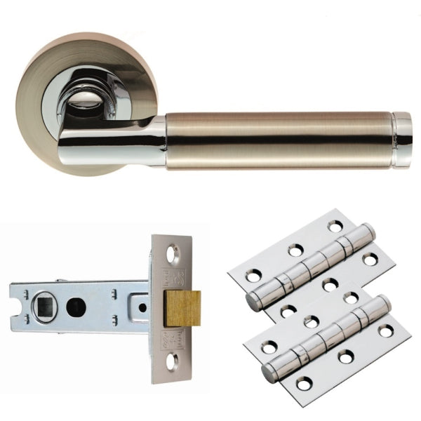 Carlisle Brass Belas Lever on Rose Latch Pack, Satin Nickel / Polished Chrome - GK006SNCP/INTB