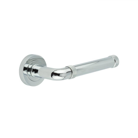 Frelan Hardware - Polished Chrome 'Midtown' Knurled Door Handles - JV853PC