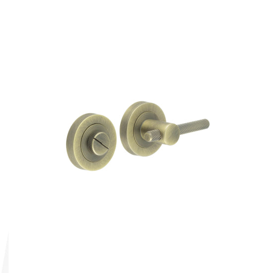 Antique Brass Knurled Bathroom Turn & Release